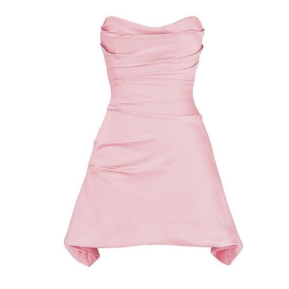 HOUSE OF CB 'Jasmine' Rose Pink Draped Strapless Corset Dress NWOT size XS - Picture 13 of 16